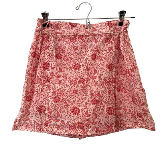FREE PEOPLE Floral Cotton Mini Skort Red Sz 8 - Picture 2 of 6
